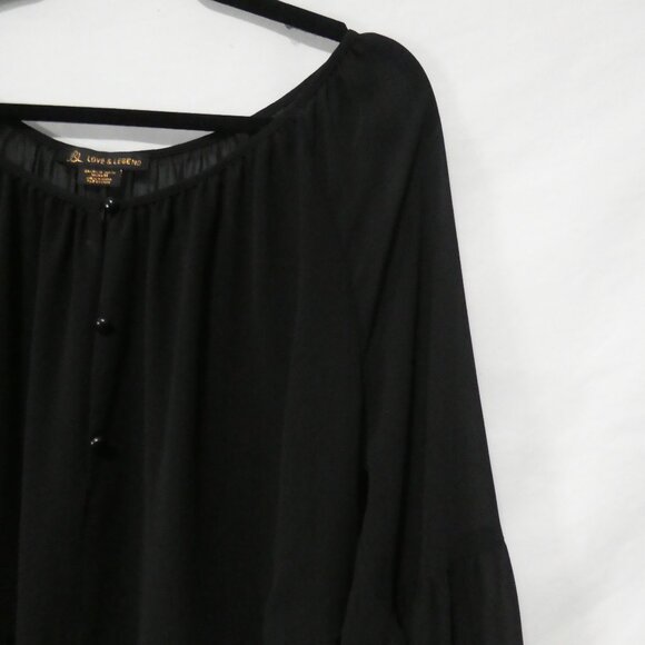 LOVE & LEGEND | size 16 | Elegant Black Sheer Long Sleeve Blouse | Button Front - Picture 5 of 15